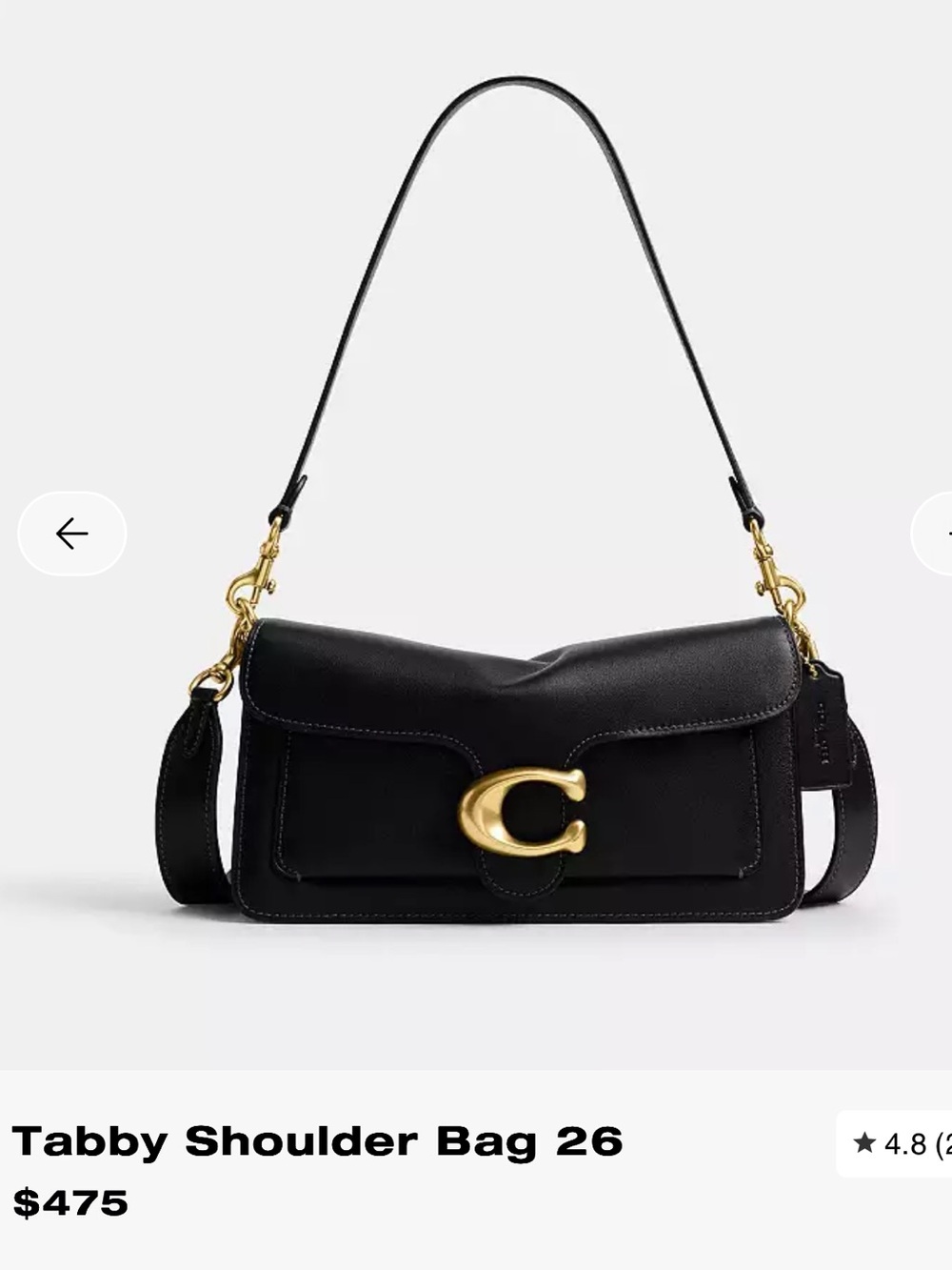 Coach Tabby Shoulder Bag 26 Black (newest version natural grain leather) NWT